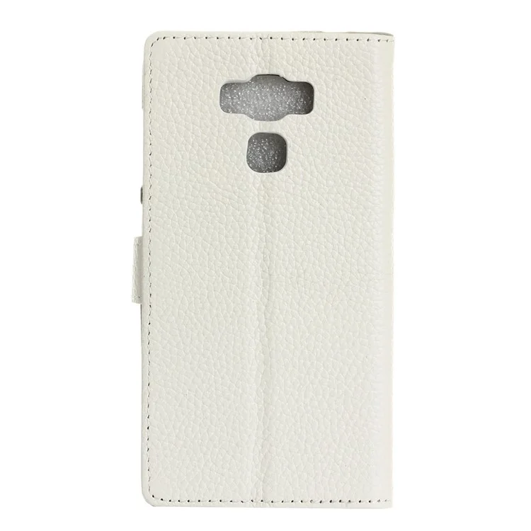 Litchi Texture Genuine Leather Wallet Mobile Phone Cover for Asus Zenfone 3 Max ZC553KL - White
