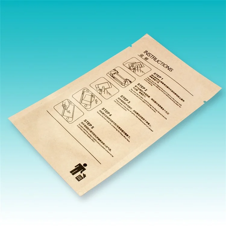 100Pcs/Pack Kraft Paper Tempered Glass Installation Auxiliary Tool (Blue Sticker + Alcohol Prep Pad + Cleaning Cloth)