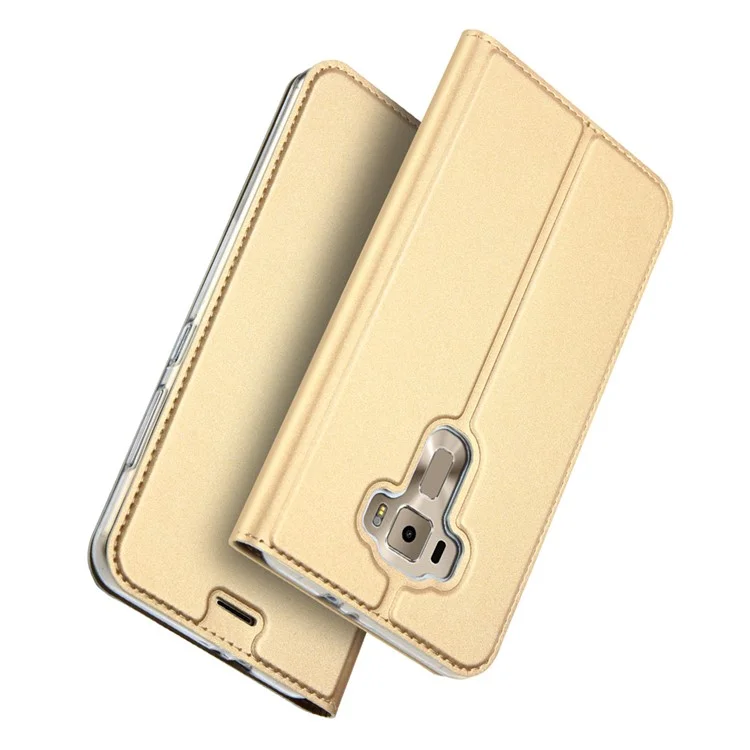 DUX DUCIS Skin Pro Series Leather Folio Phone Case for Asus Zenfone 3 ZE552KL - Gold