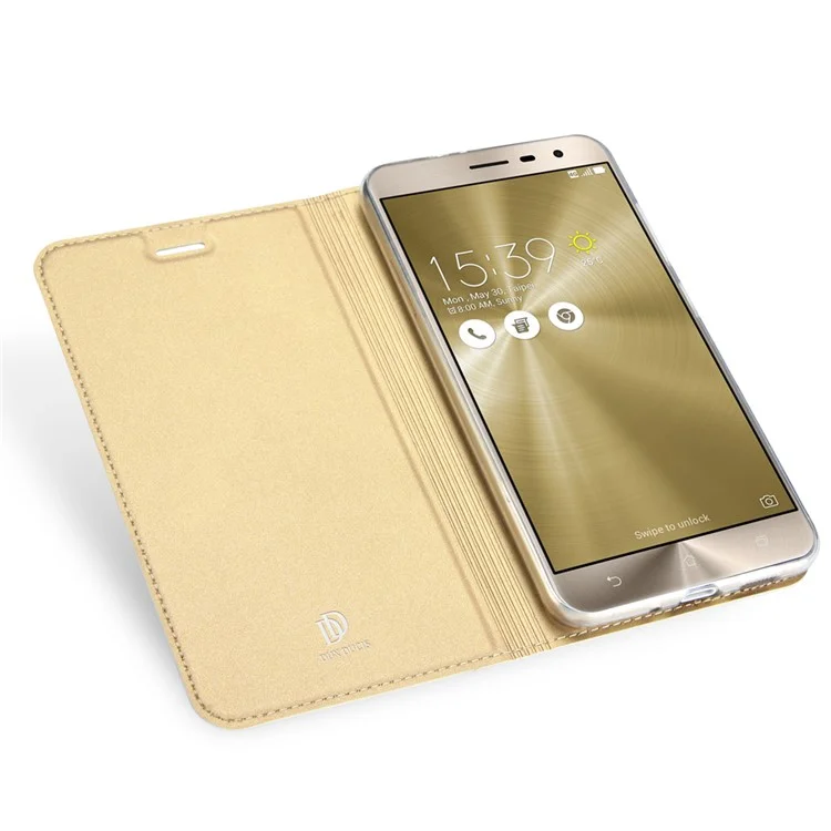 DUX DUCIS Skin Pro Series Leather Folio Phone Case for Asus Zenfone 3 ZE552KL - Gold