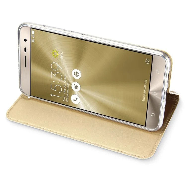 DUX DUCIS Skin Pro Series Leather Folio Phone Case for Asus Zenfone 3 ZE552KL - Gold