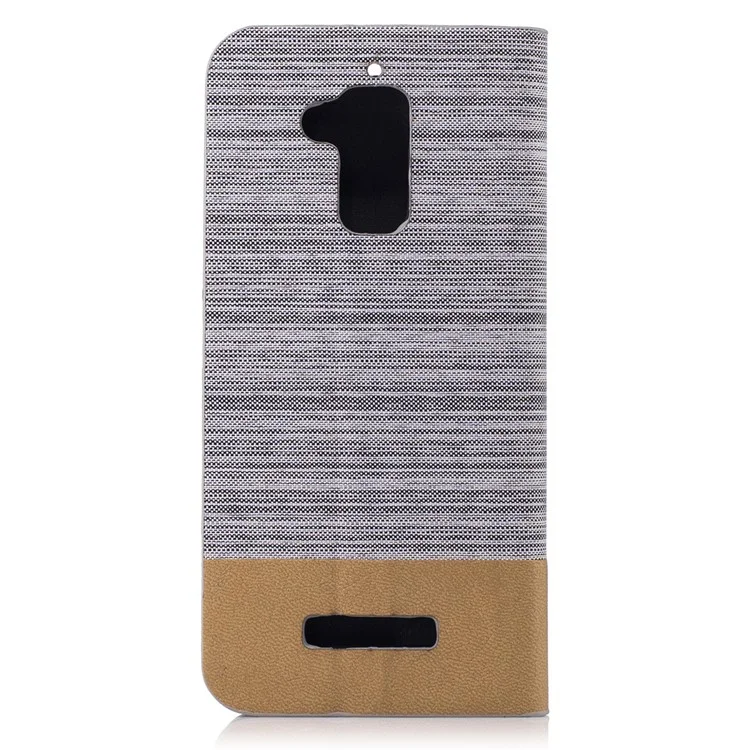 Two-tone Canvas Flip Leather Card Holder Cover for Asus Zenfone 3 Max ZC520TL - Light Grey