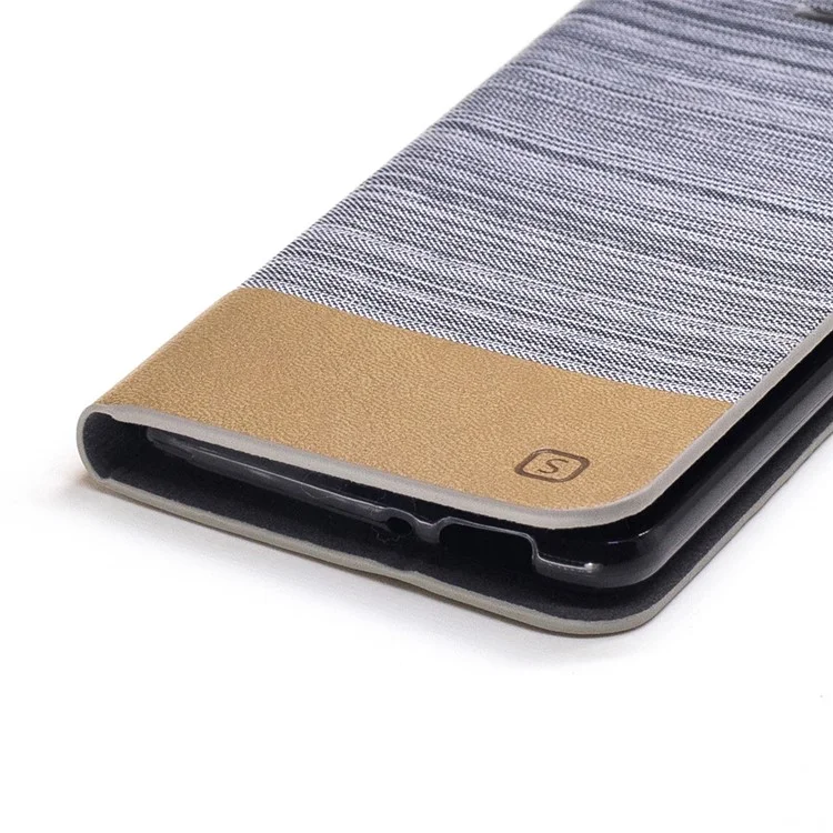 Two-tone Canvas Flip Leather Card Holder Cover for Asus Zenfone 3 Max ZC520TL - Light Grey