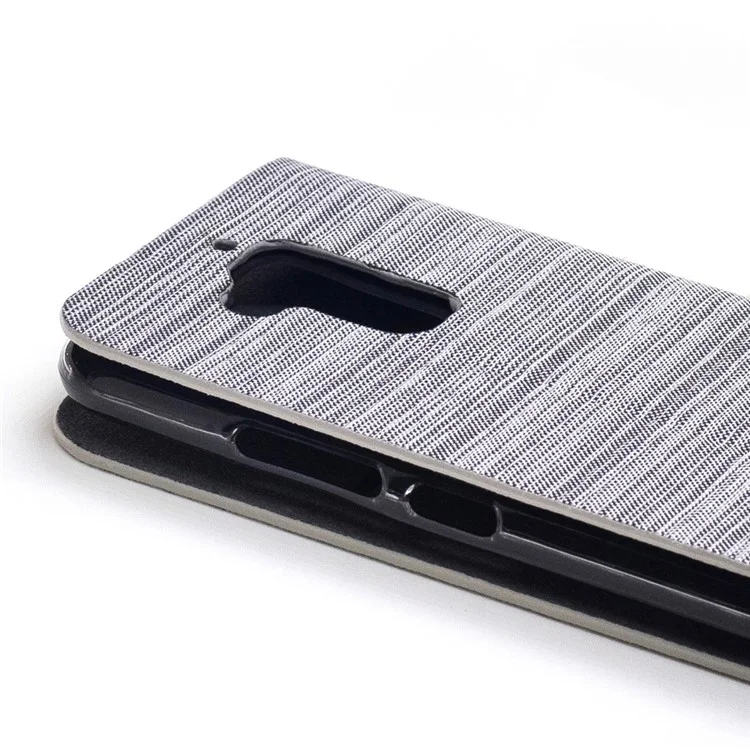 Two-tone Canvas Flip Leather Card Holder Cover for Asus Zenfone 3 Max ZC520TL - Light Grey