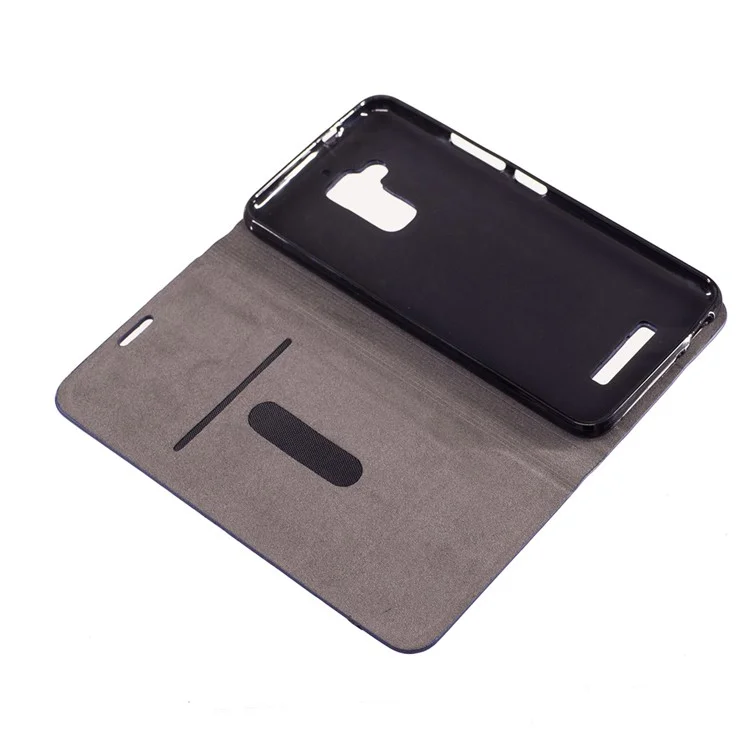 Two-tone Canvas Flip Leather Card Holder Cover for Asus Zenfone 3 Max ZC520TL - Light Grey
