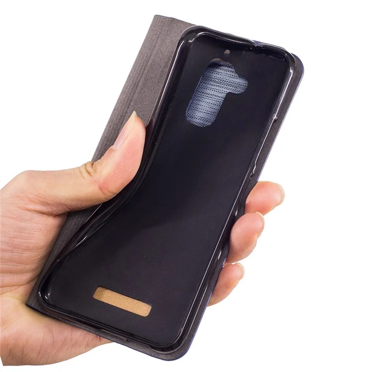 Two-tone Canvas Flip Leather Card Holder Cover for Asus Zenfone 3 Max ZC520TL - Light Grey