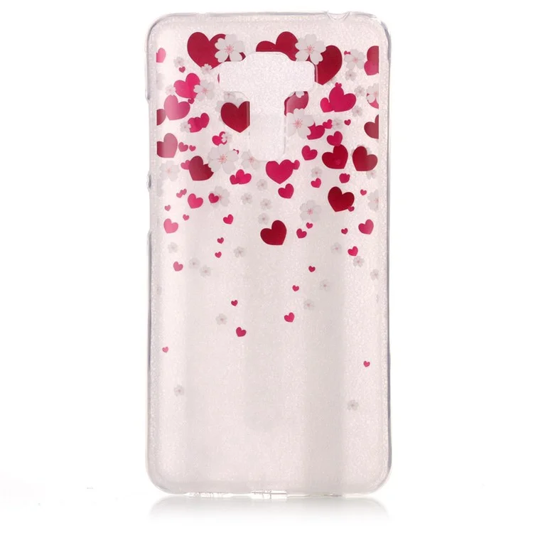 IMD Pattern TPU Clear Mobile Cover for Asus Zenfone 3 Laser ZC551KL - Hearts and Flowers