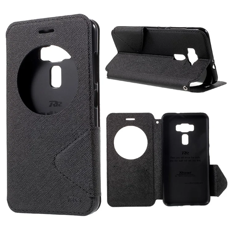 ROAR KOREA Diary View Leather Stand Phone Shell for Asus Zenfone 3 ZE552KL - Black