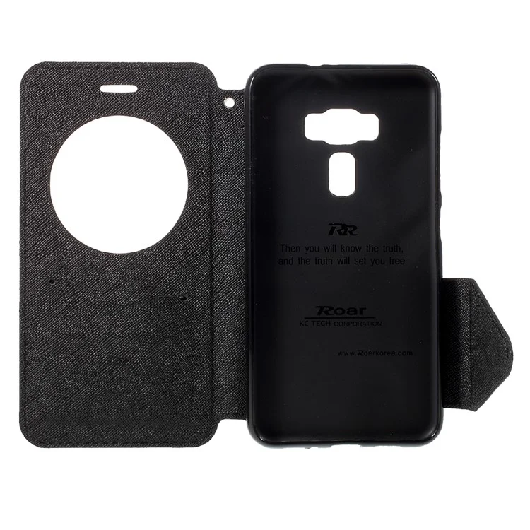 ROAR KOREA Diary View Leather Stand Phone Shell for Asus Zenfone 3 ZE552KL - Black