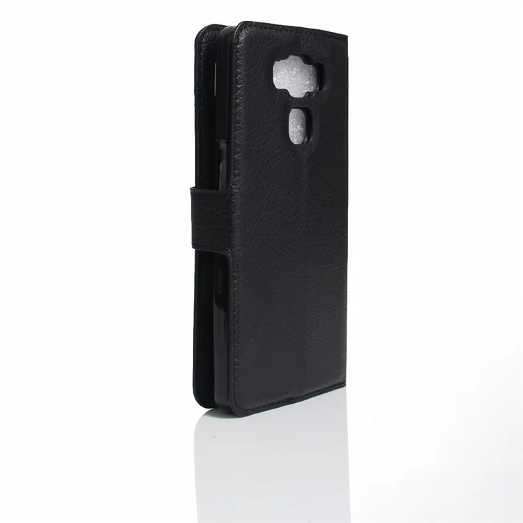 Lychee Grain Leather Case Wallet Stand for Asus Zenfone 3 Max ZC553KL - Black