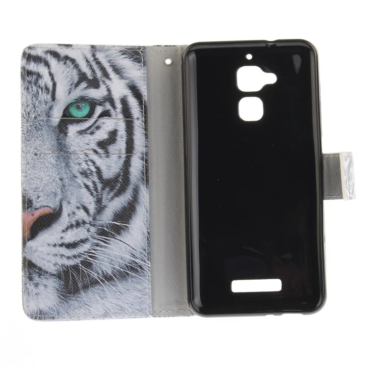Patterned Leather Wallet Stand Cover Case for Asus Zenfone 3 Max ZC520TL - Tiger