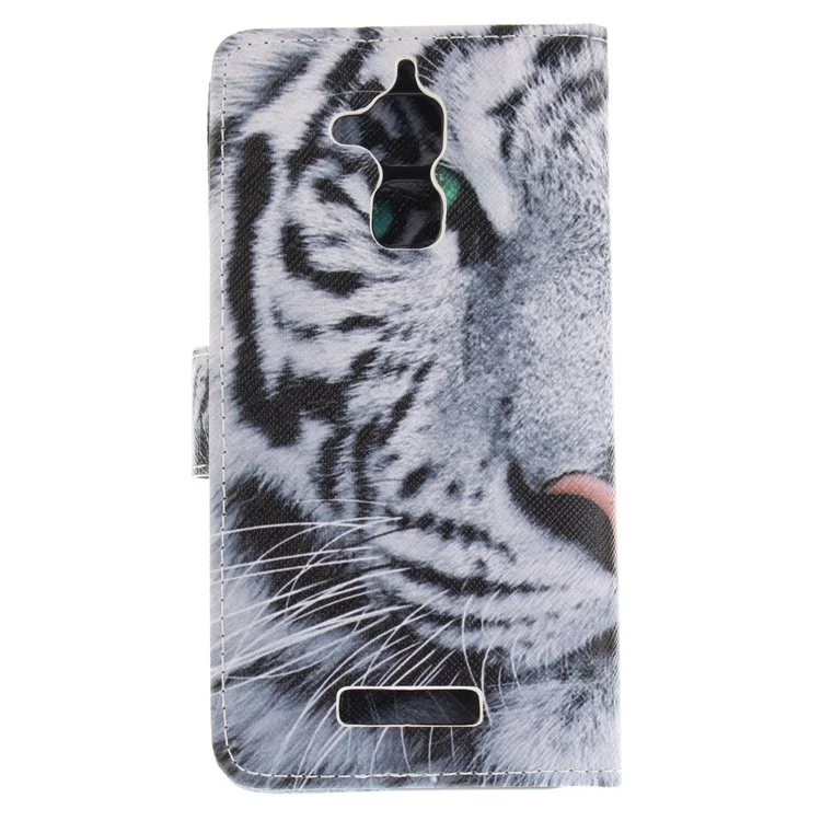 Patterned Leather Wallet Stand Cover Case for Asus Zenfone 3 Max ZC520TL - Tiger