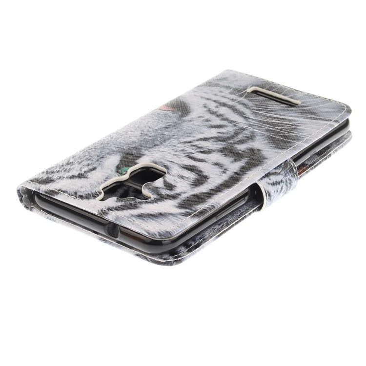 Patterned Leather Wallet Stand Cover Case for Asus Zenfone 3 Max ZC520TL - Tiger