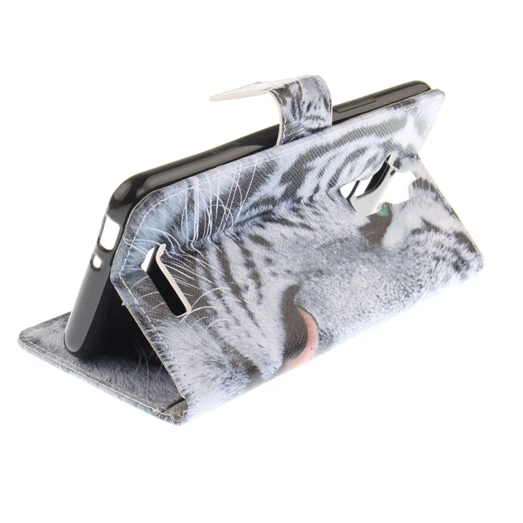 Patterned Leather Wallet Stand Cover Case for Asus Zenfone 3 Max ZC520TL - Tiger