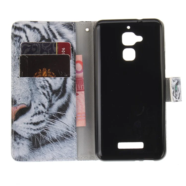 Patterned Leather Wallet Stand Cover Case for Asus Zenfone 3 Max ZC520TL - Tiger