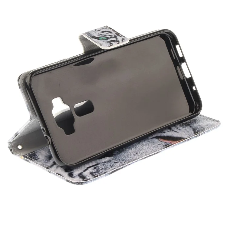 Pattern Printing Wallet Leather Stand Mobile Case for Asus Zenfone 3 ZE520KL - Tiger