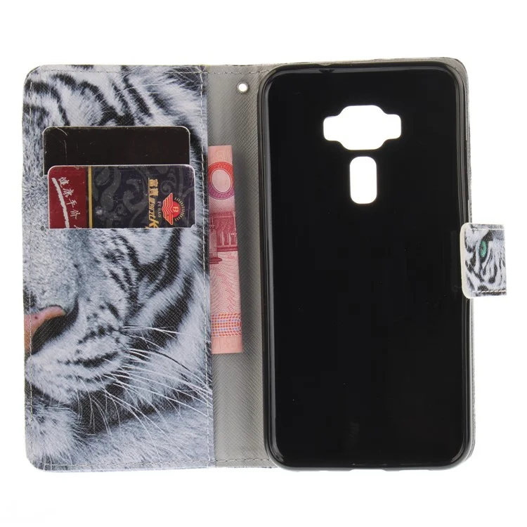 Pattern Printing Wallet Leather Stand Mobile Case for Asus Zenfone 3 ZE520KL - Tiger