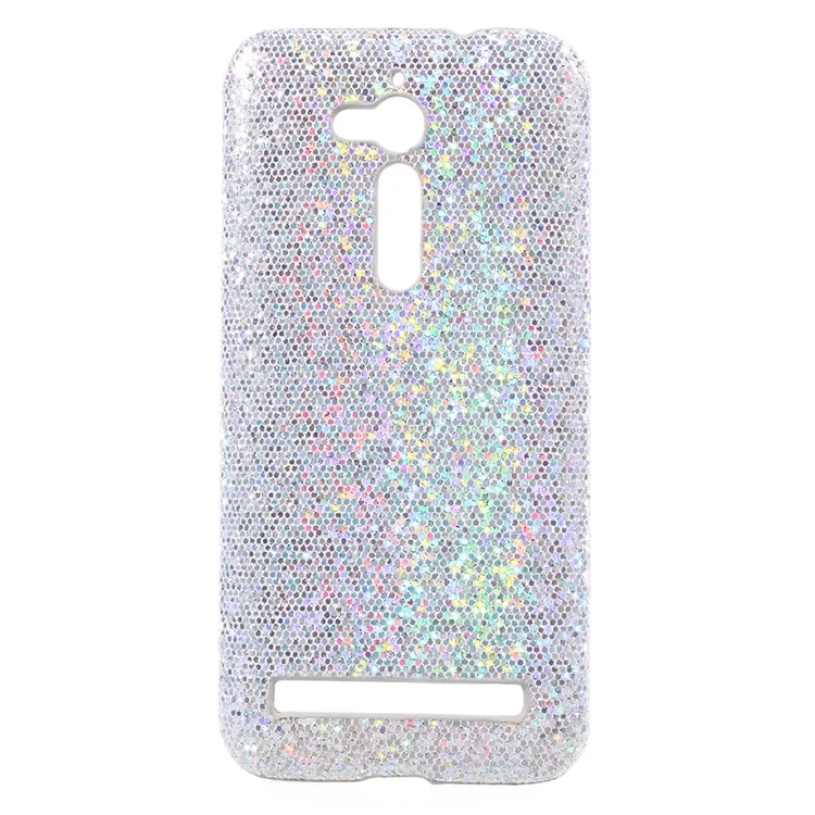 Glitter Sequins Leather Coated PC Shell Case for Asus Zenfone Go ZB500KL - Silver