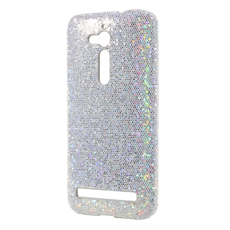 Glitter Sequins Leather Coated PC Shell Case for Asus Zenfone Go ZB500KL - Silver
