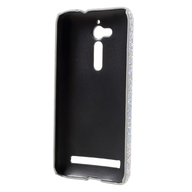 Glitter Sequins Leather Coated PC Shell Case for Asus Zenfone Go ZB500KL - Silver
