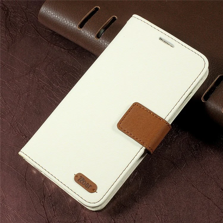 ROAR KOREA Twill Grain Wallet Stand Leather Cover for Asus Zenfone 3 ZE520KL - White