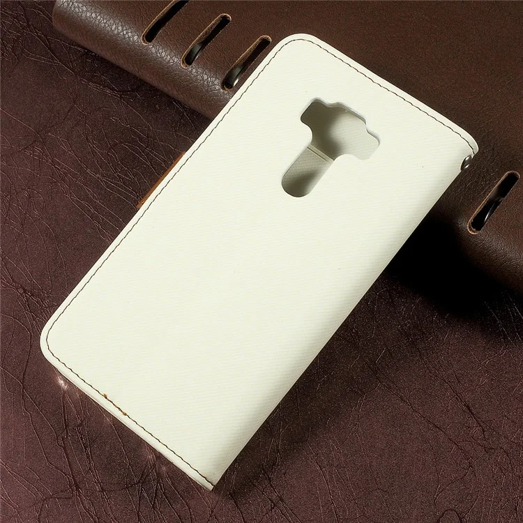 ROAR KOREA Twill Grain Wallet Stand Leather Cover for Asus Zenfone 3 ZE520KL - White