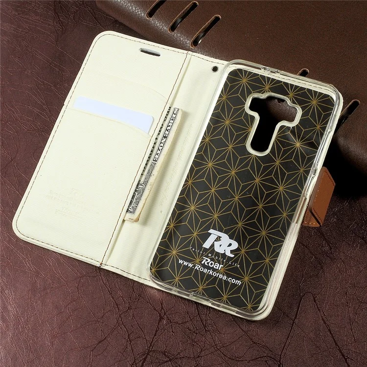 ROAR KOREA Twill Grain Wallet Stand Leather Cover for Asus Zenfone 3 ZE520KL - White