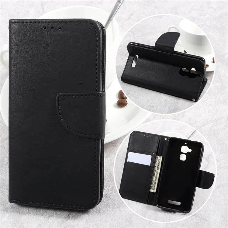 Pebble Grain Wallet Stand Leather Cell Phone Case for Asus Zenfone 3 Max ZC520TL - Black