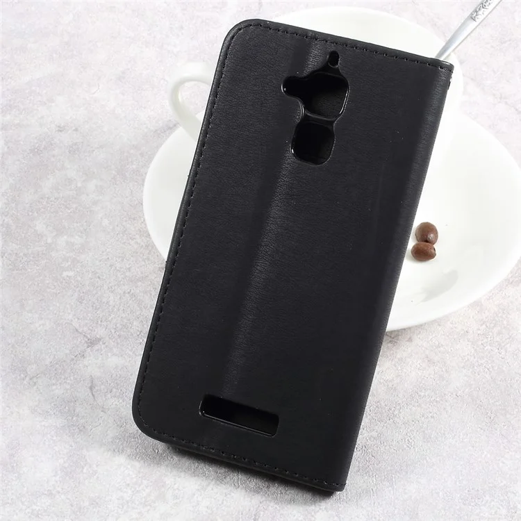 Pebble Grain Wallet Stand Leather Cell Phone Case for Asus Zenfone 3 Max ZC520TL - Black