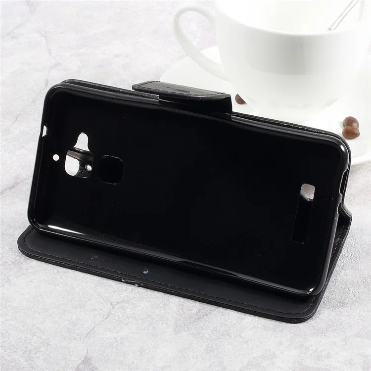 Pebble Grain Wallet Stand Leather Cell Phone Case for Asus Zenfone 3 Max ZC520TL - Black