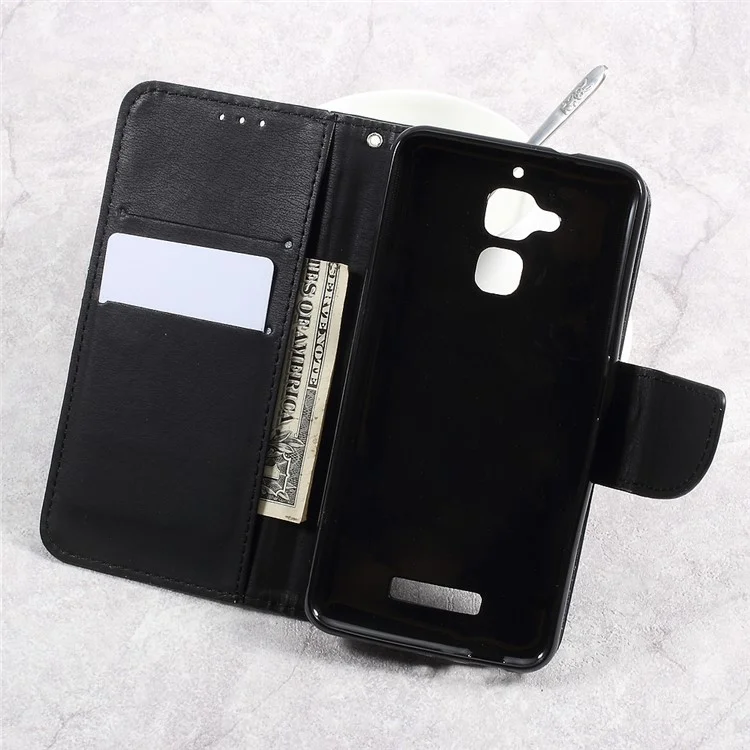 Pebble Grain Wallet Stand Leather Cell Phone Case for Asus Zenfone 3 Max ZC520TL - Black