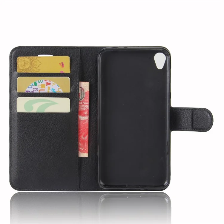 Litchi Skin Leather Wallet Case for Asus Zenfone Live ZB501KL - Black