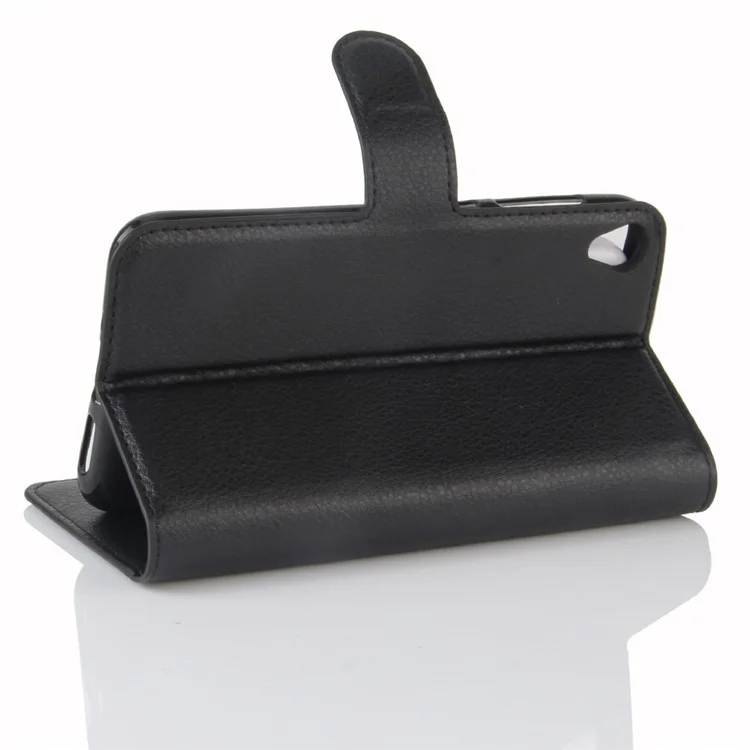 Litchi Skin Leather Wallet Case for Asus Zenfone Live ZB501KL - Black