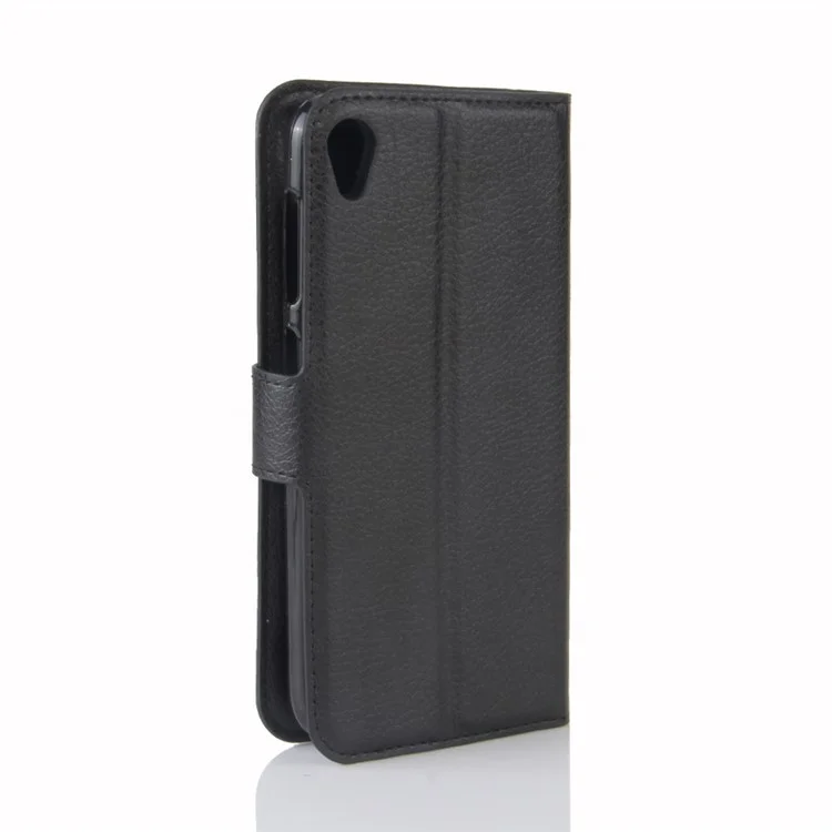 Litchi Skin Leather Wallet Case for Asus Zenfone Live ZB501KL - Black