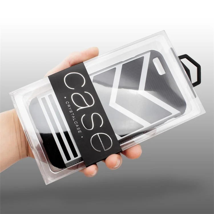 50pcs/lotto KJ-666 Paccheggio PVC Personalizzabile Boxaging Per Iphone 7 Plus Case, Dimensioni: 187 x 105 x 15,5 mm - Nero
