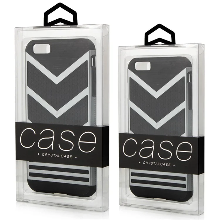 50pcs/lotto KJ-666 Paccheggio PVC Personalizzabile Boxaging Per Iphone 7 Plus Case, Dimensioni: 187 x 105 x 15,5 mm - Nero