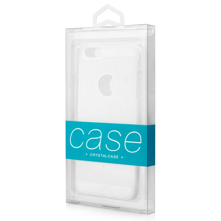 50Pcs/Lot KJ-666 Customizable Clear Retail Packaging Box for iPhone 7 Plus Cases, Size: 187 x 105 x 15.5mm - Baby Blue