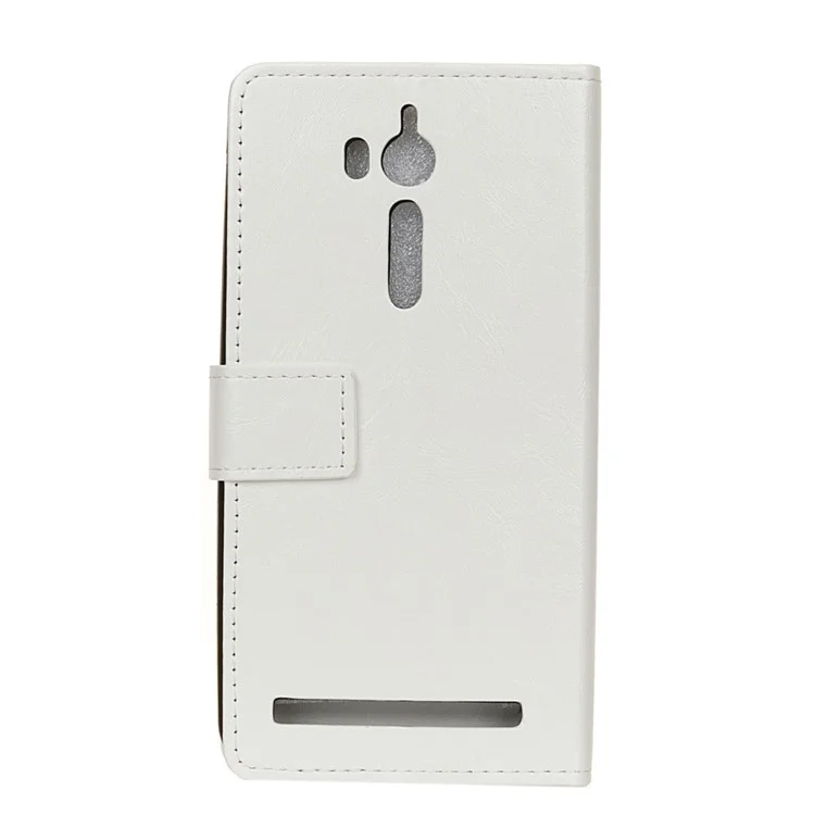 Crazy Horse Leather Wallet Phone Case for Asus Zenfone Go ZB552KL - White