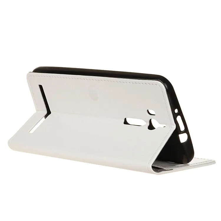 Crazy Horse Leather Wallet Phone Case for Asus Zenfone Go ZB552KL - White