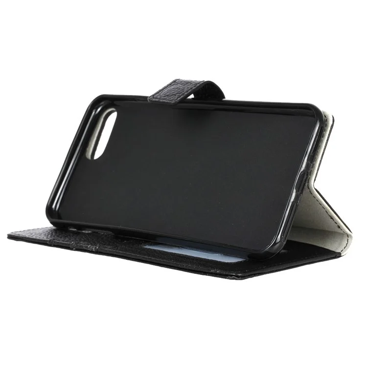 For Asus Zenfone 4 Max /4 Max Pro /4 Max Plus ZC554KL Genuine Leather Wallet Cell Phone Case with Stand - Black