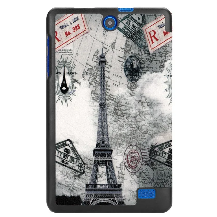 Pattern Printing Tri-fold Stand Leather Case for Acer Iconia One 8 B1-860 - Eiffel Tower and Map