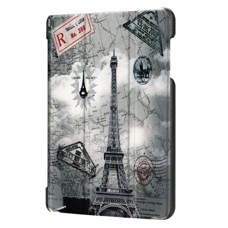 Pattern Printing Tri-fold Stand Leather Case for Acer Iconia One 8 B1-860 - Eiffel Tower and Map