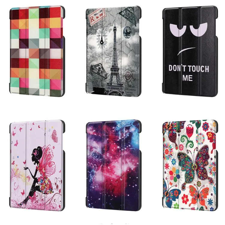 Pattern Printing Tri-fold Stand Leather Case for Acer Iconia One 8 B1-860 - Eiffel Tower and Map