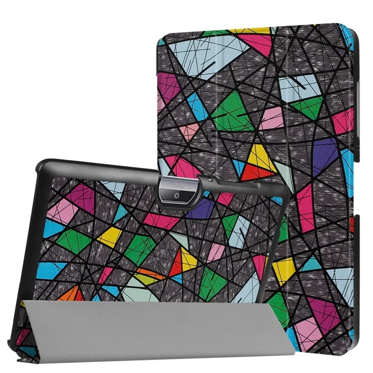 Patterned Leather Tri-fold Stand Case for Acer Iconia One 10 B3-A30 - Geometric Pattern and Lines