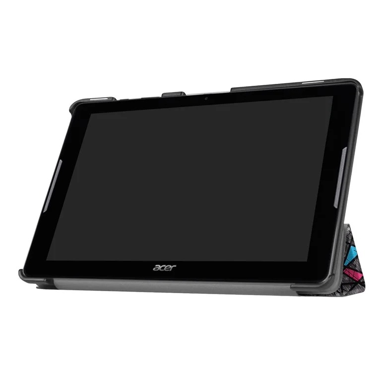 Patterned Leather Tri-fold Stand Case for Acer Iconia One 10 B3-A30 - Geometric Pattern and Lines