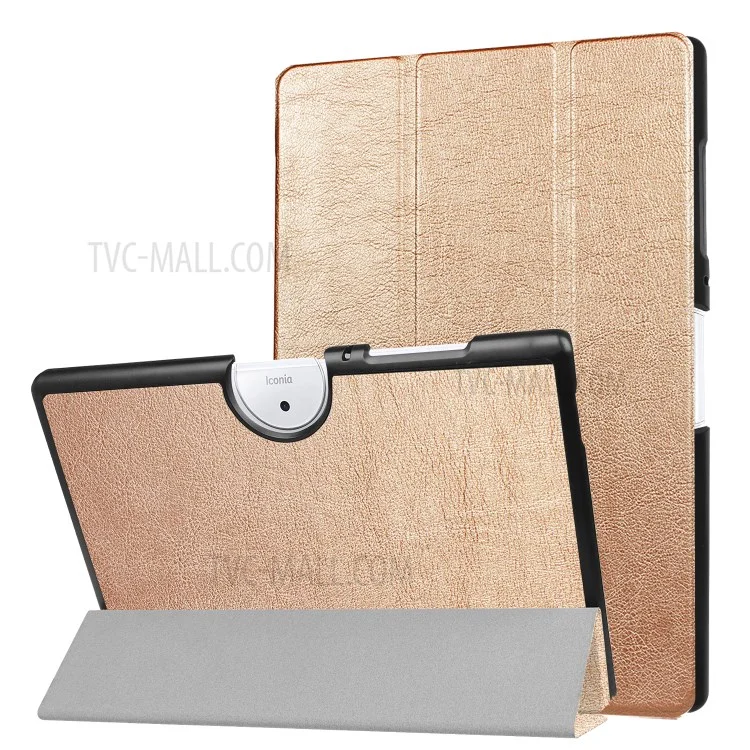For Acer Iconia One 10 B3-A40 Tri-fold Leather Stand Case - Gold