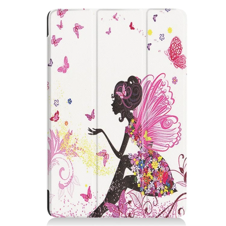 PU Leather Tri-fold Flip Stand Patterned Casing for Acer Iconia One 10 B3-A40 - Flowered Girl with Wings