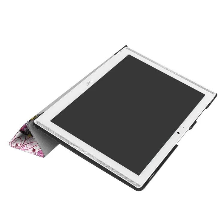 PU Leather Tri-fold Flip Stand Patterned Casing for Acer Iconia One 10 B3-A40 - Flowered Girl with Wings