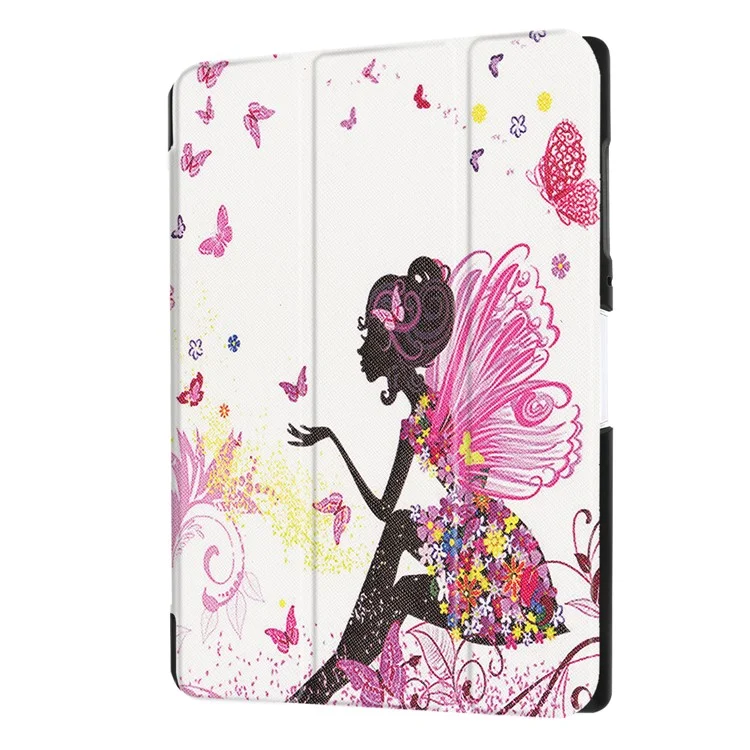 PU Leather Tri-fold Flip Stand Patterned Casing for Acer Iconia One 10 B3-A40 - Flowered Girl with Wings