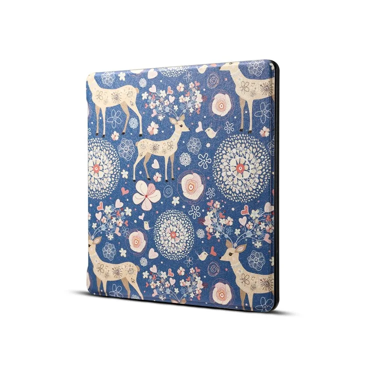 Patterned Leather Folio Smart Case for Amazon Kindle Oasis 7-inch (2017) - Elk and Flower